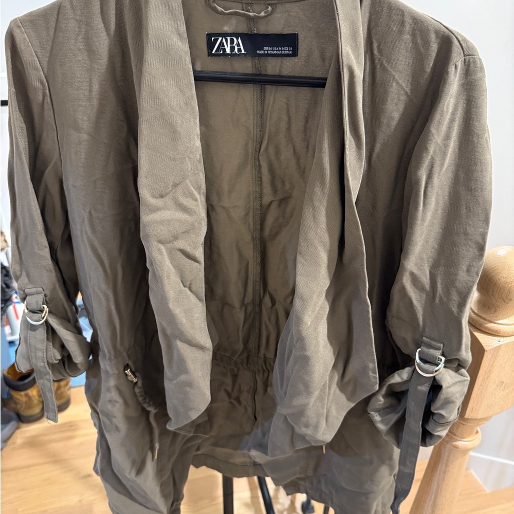 Zara Khaki Open-Front Jacket